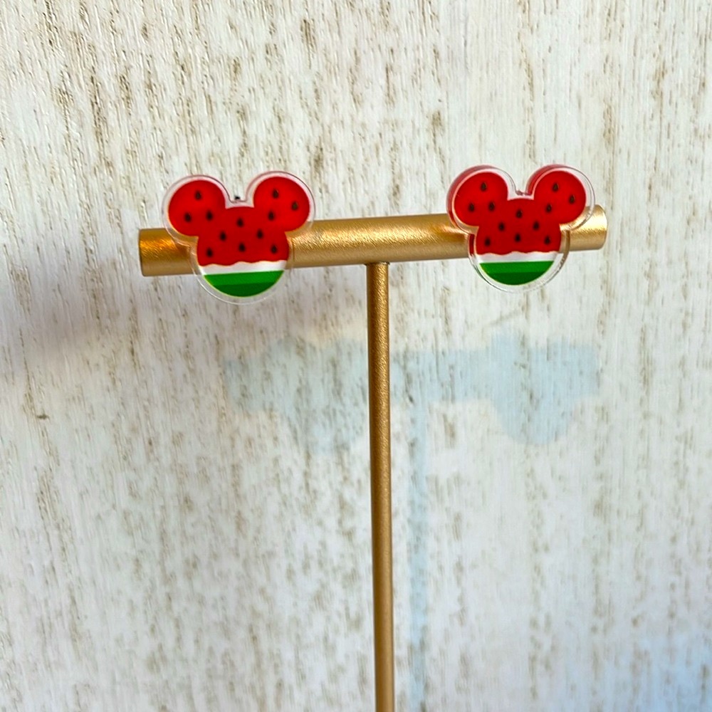 New Acrylic Mickey Watermelon earrings